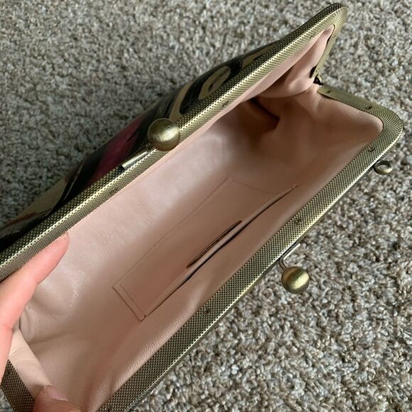 Abstract Print Cowhide Handmade Vintage Style Kisslock Clutch Bag, Crossbody - Picture 15 of 16